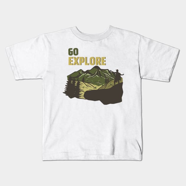 Go Explore - Adventure Edition Kids T-Shirt by Akmal Alif 